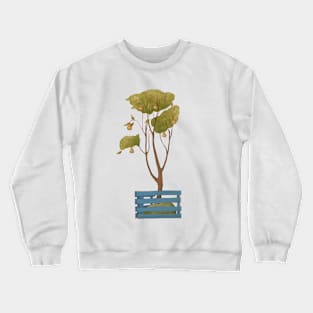 Pear tree planted in a blue box. Crewneck Sweatshirt